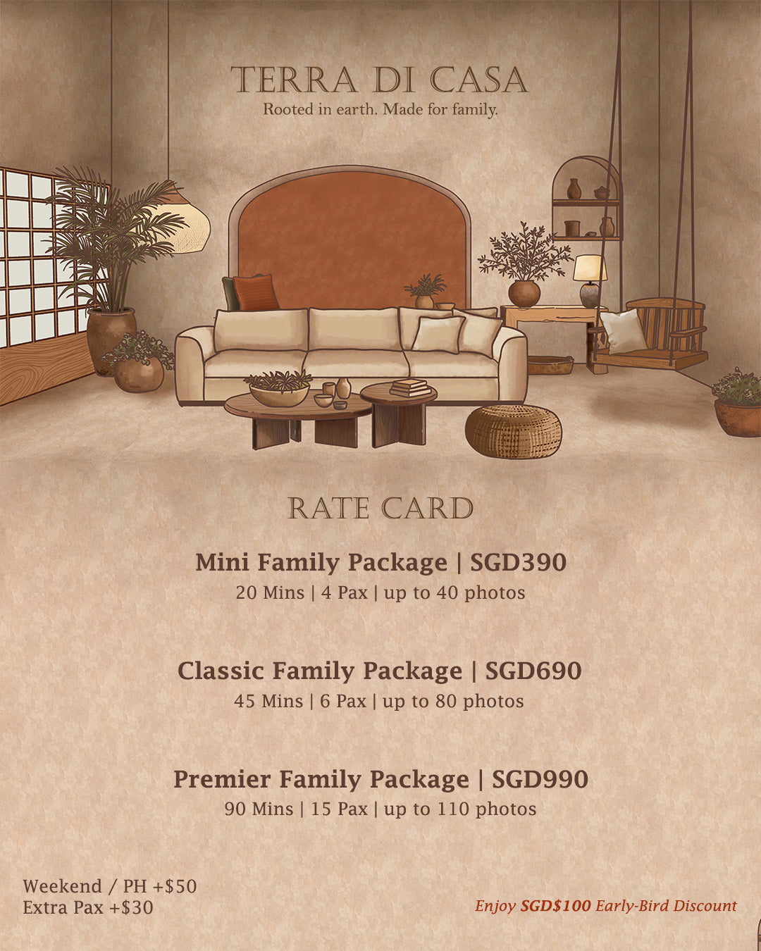 Terra Di Casa Classic Family Package (45mins) - FULL PAYMENT ONLY